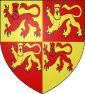 Armes du Pays de Galles : écartelé : aux 1 et 4, d'or au lion rampant de gueule, armé et lampassé d'azur : aux 2 et 3, de gueule au lion d'or rampant armé et lampassé d'azur